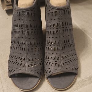 Indigo Charcoal Peep-Toe Heels